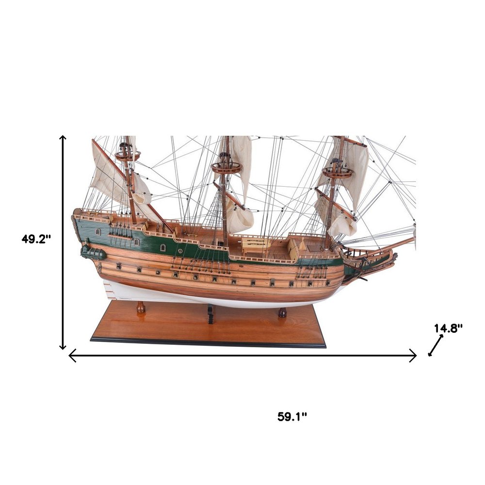 49" Unfinished Wood Hand Painted Boat Model Boat