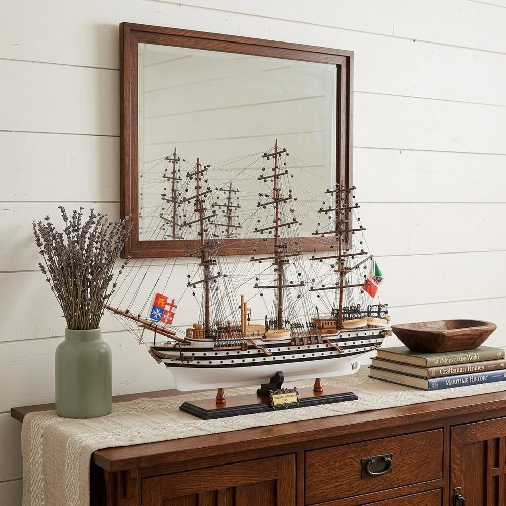 24" Unfinished Wood Hand Painted Model Boat