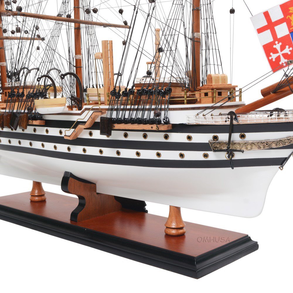 24" Unfinished Wood Hand Painted Model Boat