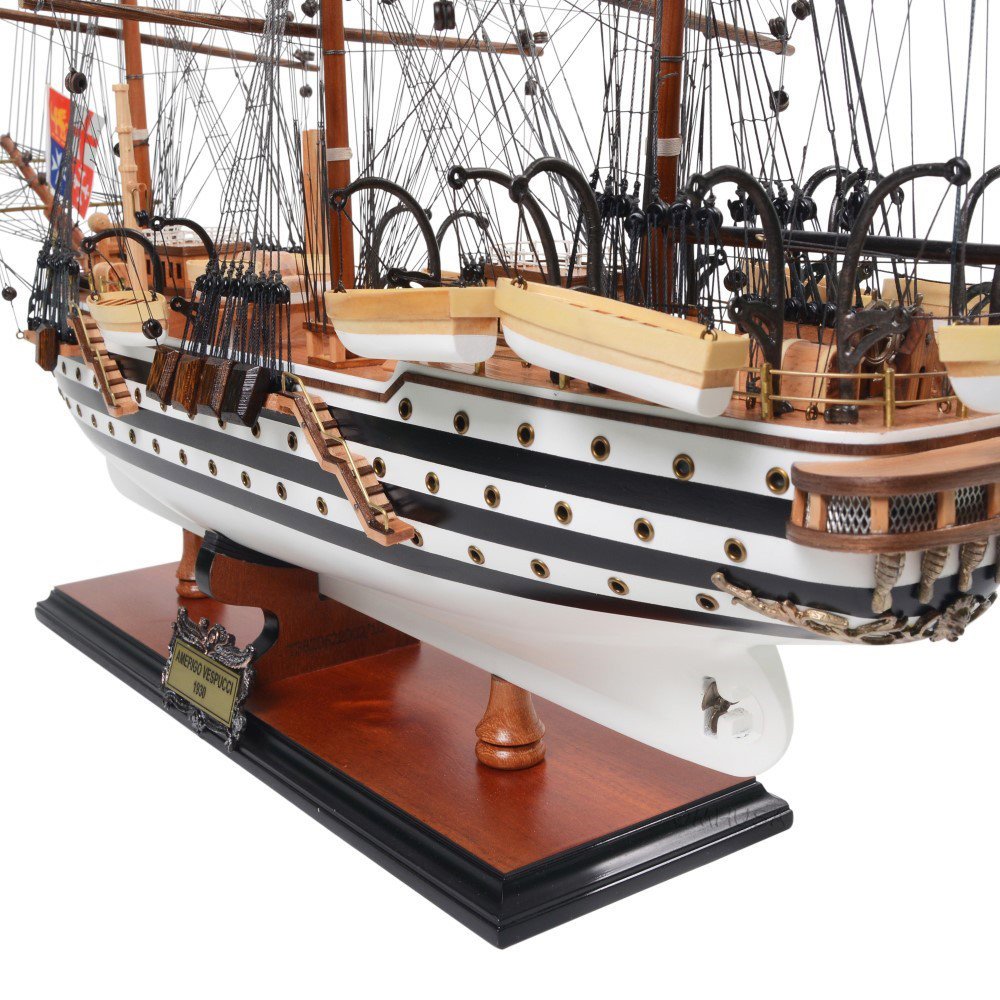24" Unfinished Wood Hand Painted Model Boat