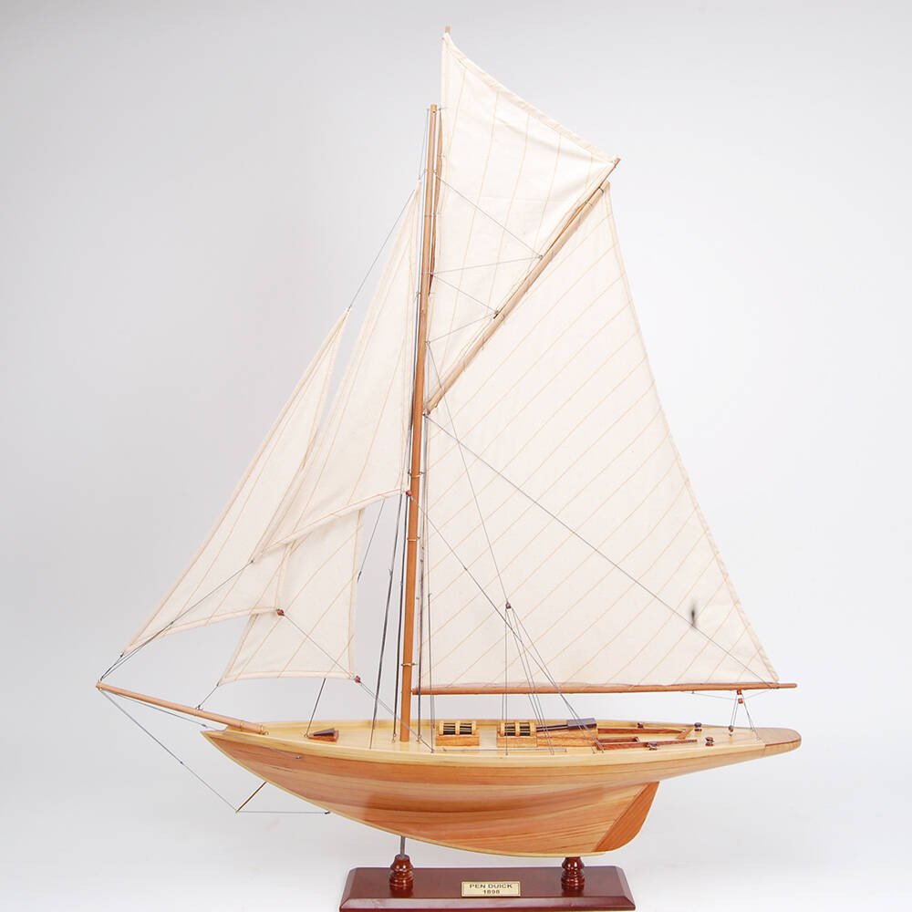 37" Unfinished Wood Hand Painted Model Boat