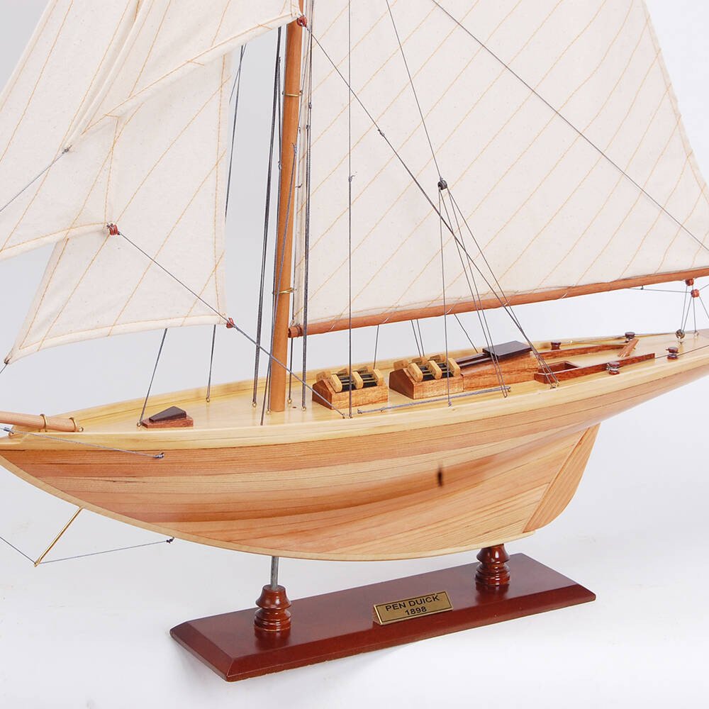 37" Unfinished Wood Hand Painted Model Boat