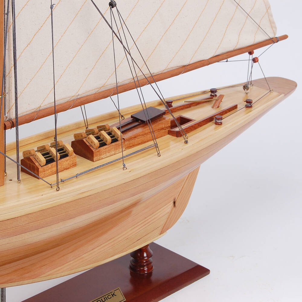37" Unfinished Wood Hand Painted Model Boat