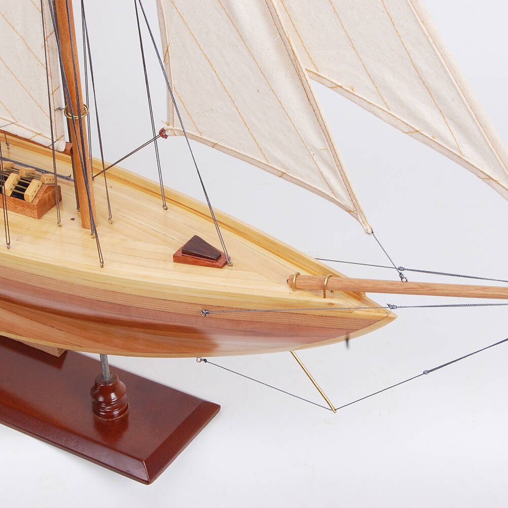 37" Unfinished Wood Hand Painted Model Boat