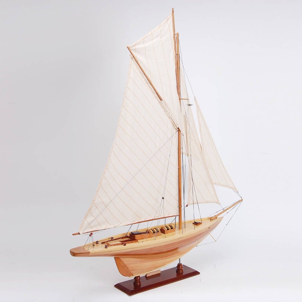 37" Unfinished Wood Hand Painted Model Boat