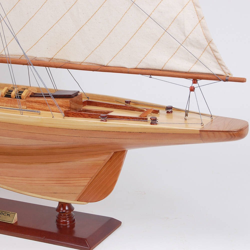 37" Unfinished Wood Hand Painted Model Boat