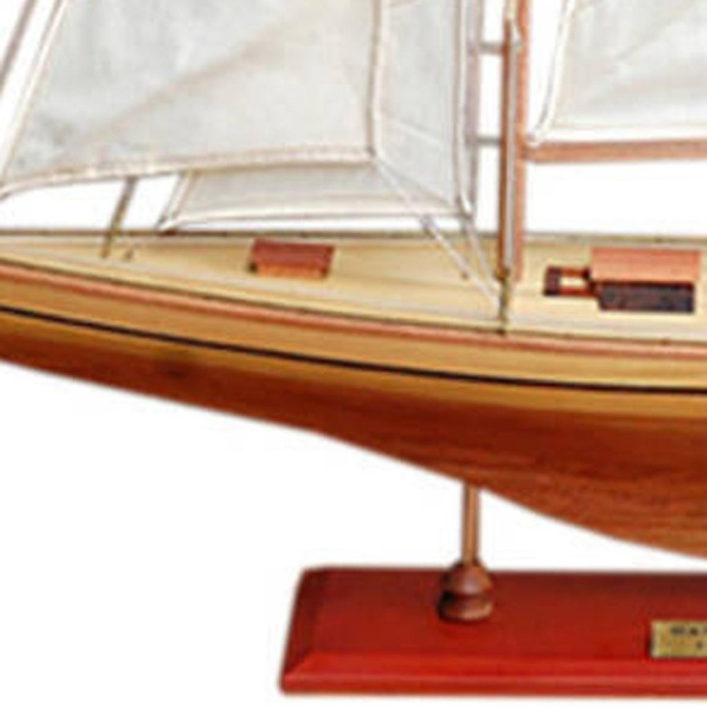 30" Unfinished Wood Hand Painted Model Boat