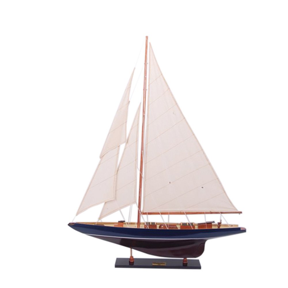 38" Unfinished Wood Hand Painted Model Boat