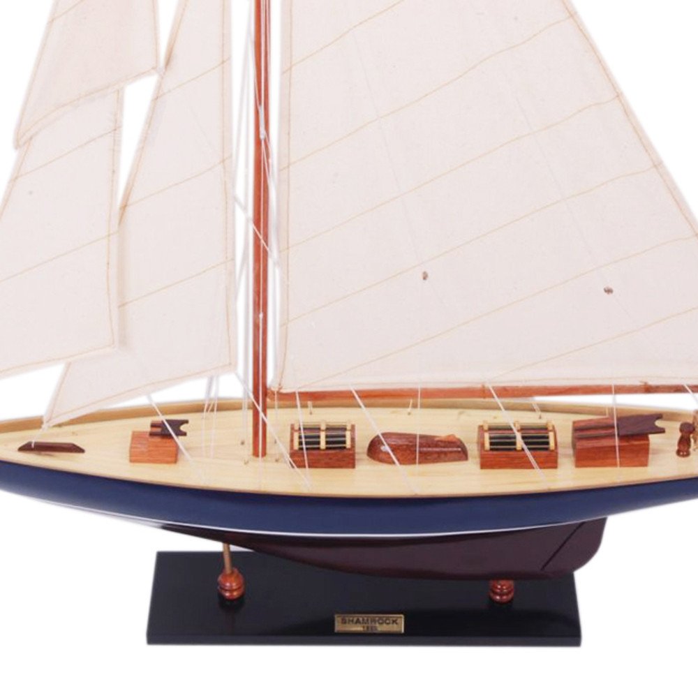 38" Unfinished Wood Hand Painted Model Boat