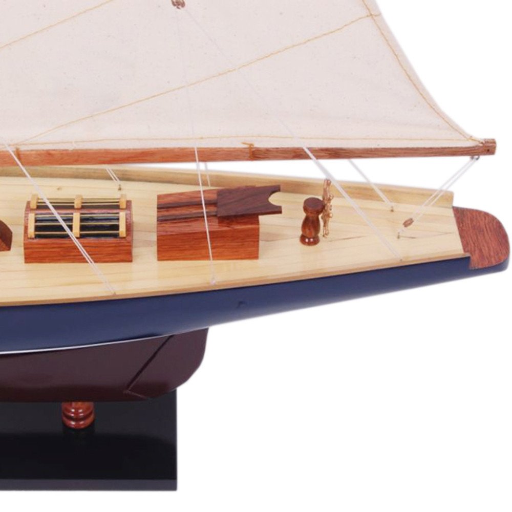 38" Unfinished Wood Hand Painted Model Boat