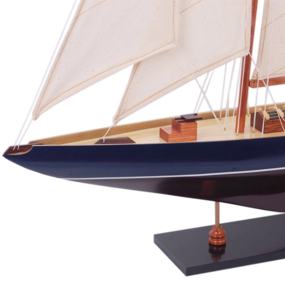38" Unfinished Wood Hand Painted Model Boat