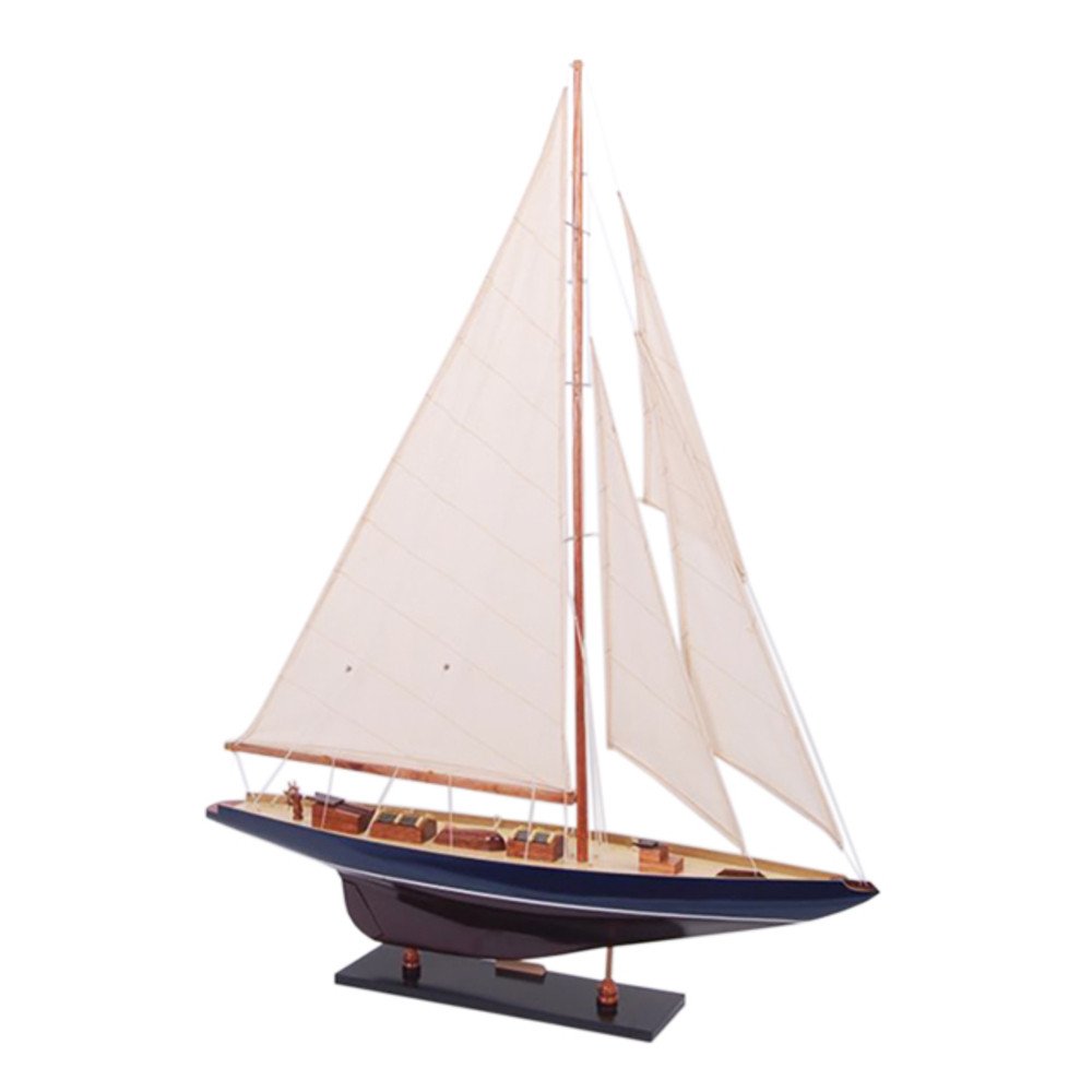 38" Unfinished Wood Hand Painted Model Boat