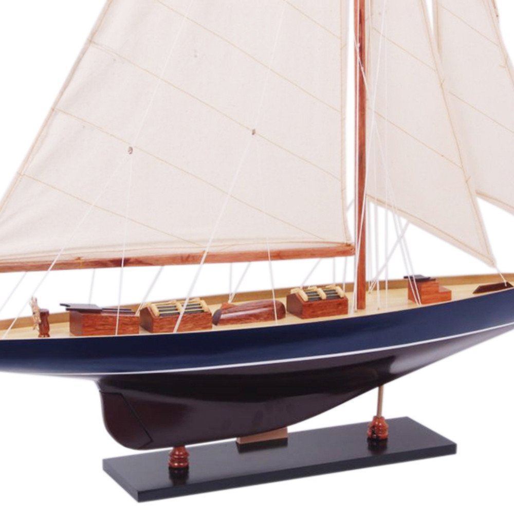 38" Unfinished Wood Hand Painted Model Boat