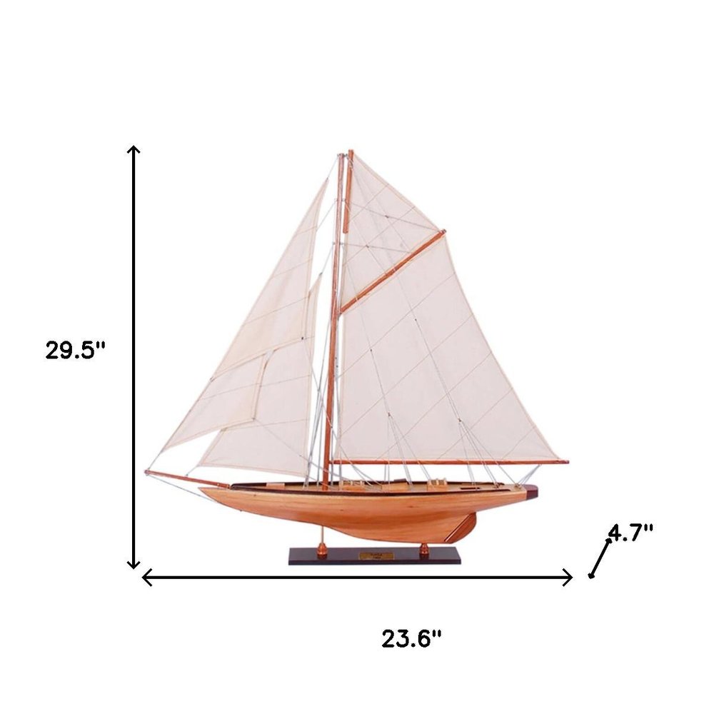 30" Unfinished Wood Hand Painted Model Boat