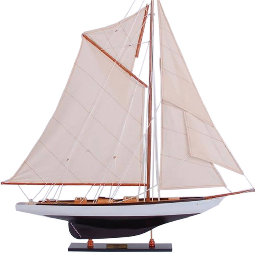 30" Unfinished Wood Hand Painted Model Boat