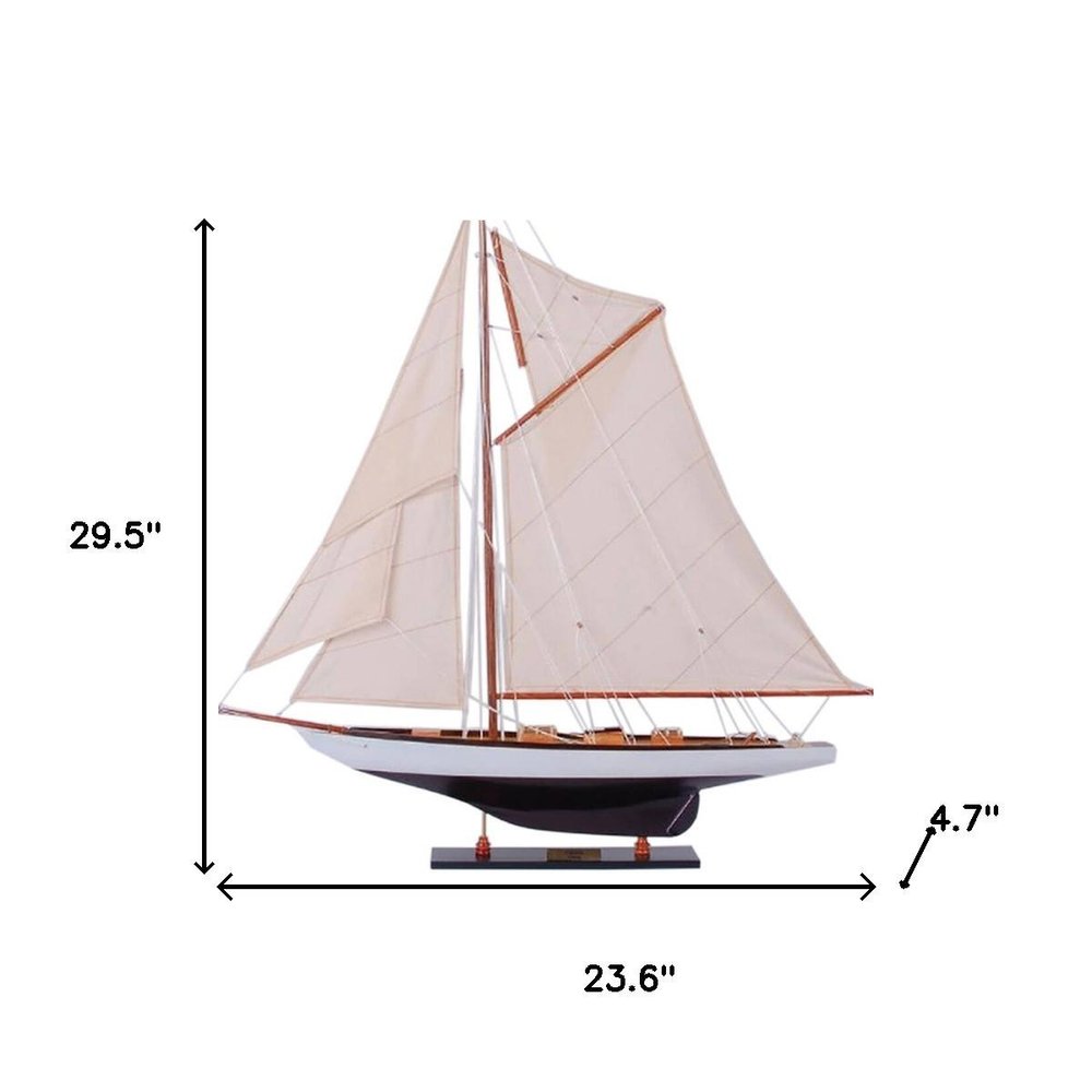 30" Unfinished Wood Hand Painted Model Boat