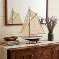 30" Unfinished Wood Hand Painted Model Boat