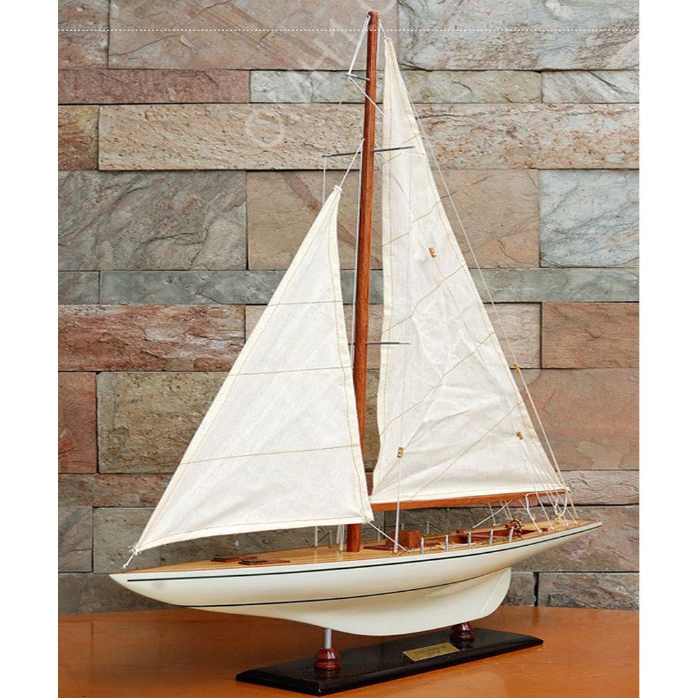 47" Unfinished Wood Hand Painted Model Boat