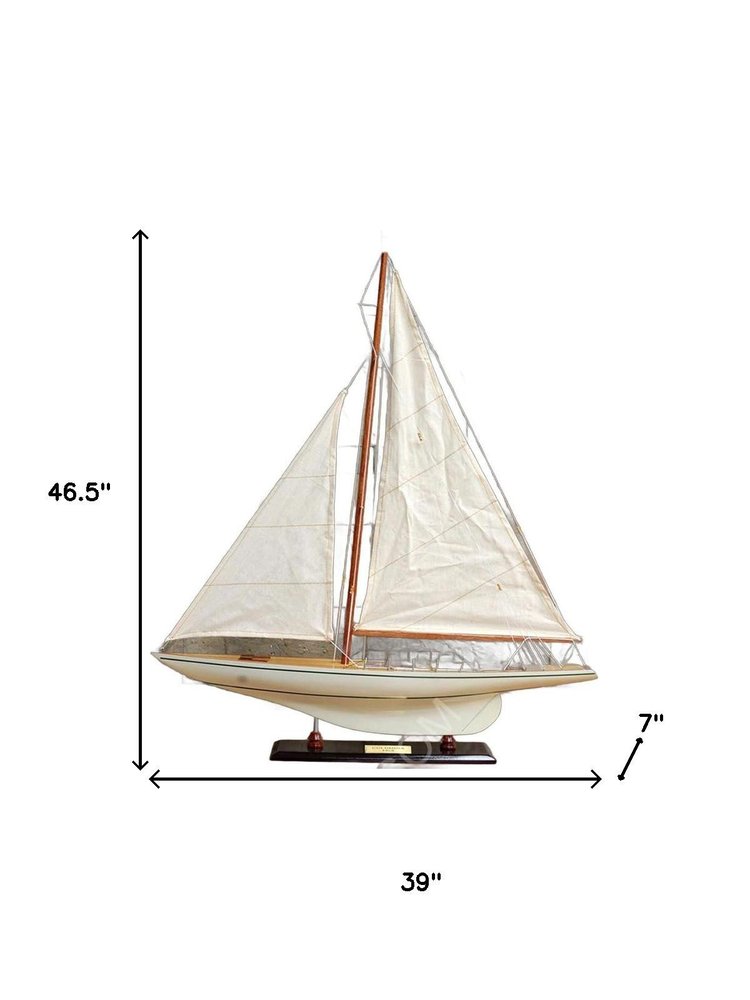 47" Unfinished Wood Hand Painted Model Boat