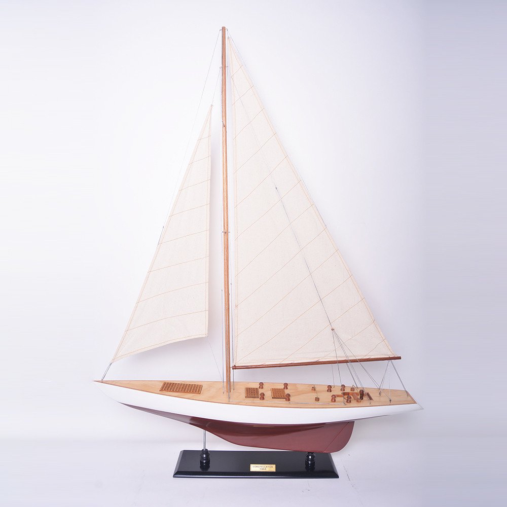 8" Unfinished Wood Hand Painted Model Boat