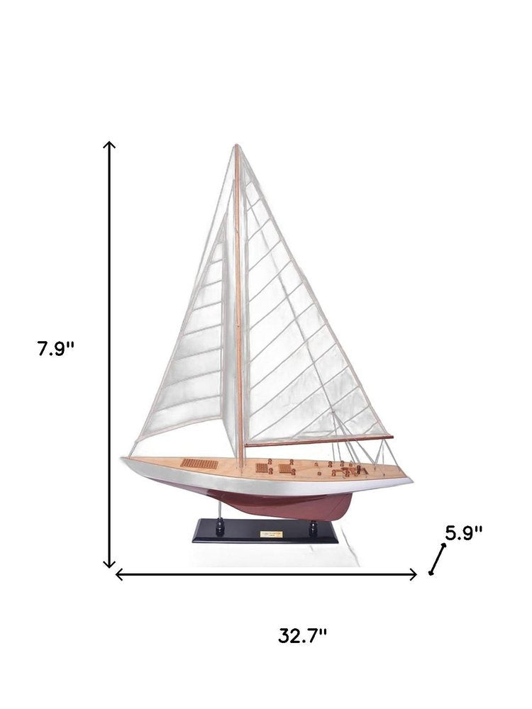 8" Unfinished Wood Hand Painted Model Boat