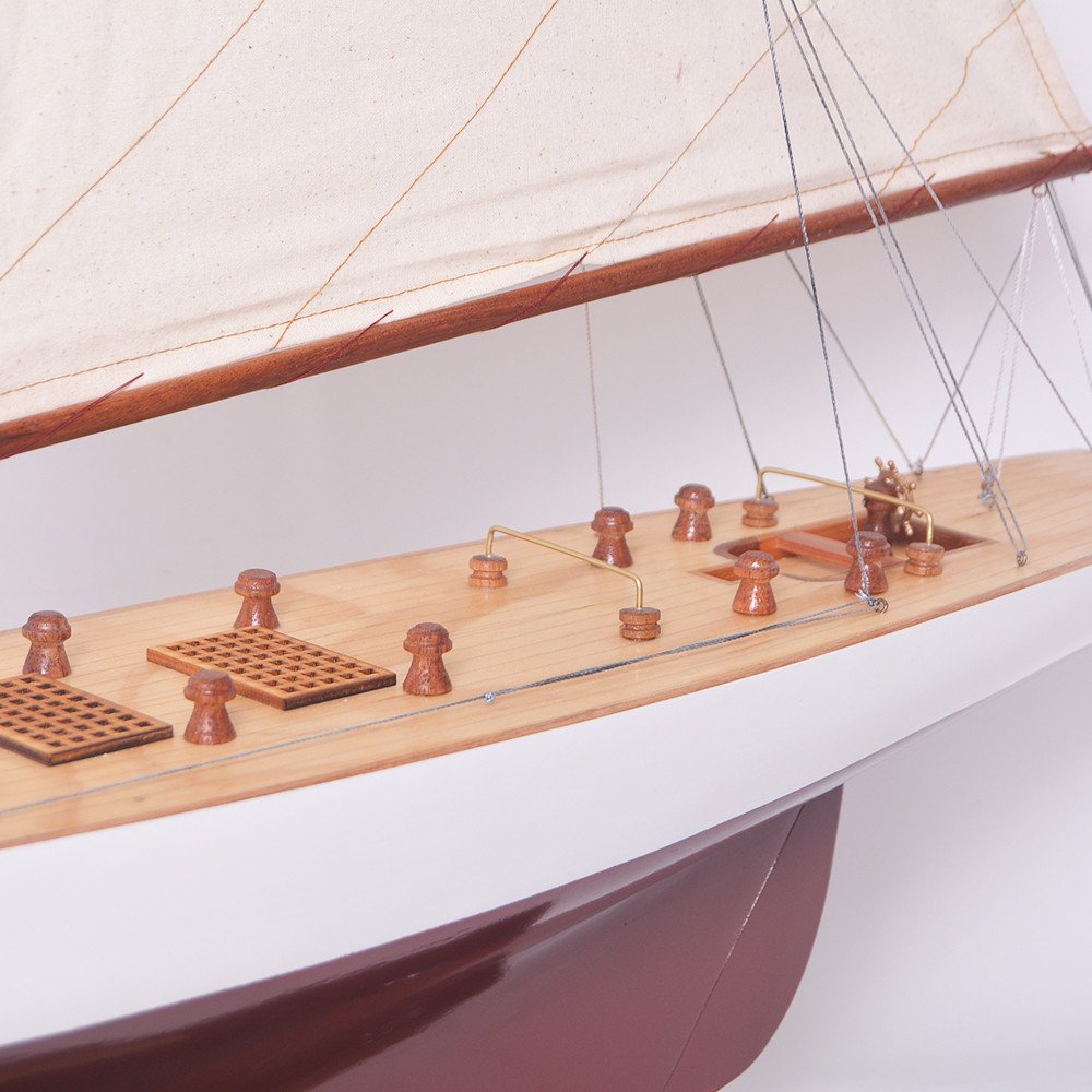 8" Unfinished Wood Hand Painted Model Boat