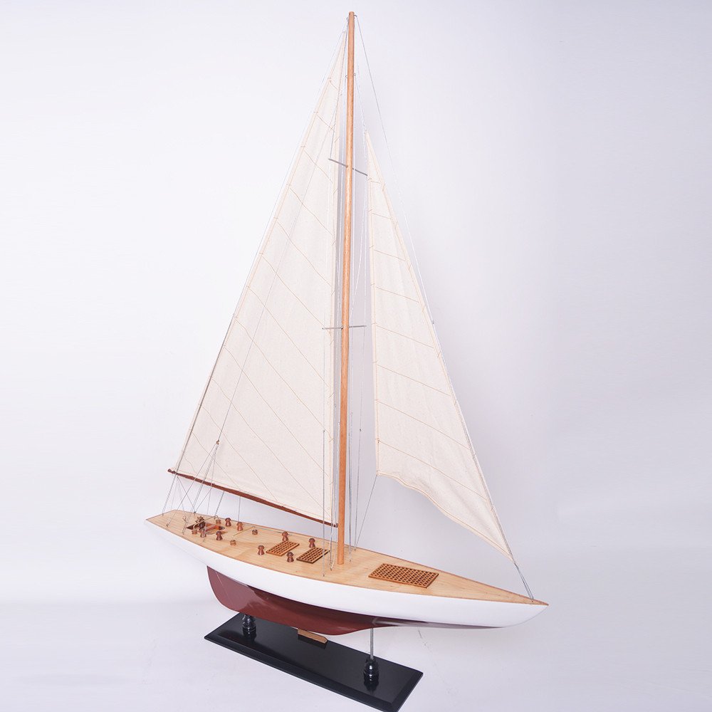 8" Unfinished Wood Hand Painted Model Boat