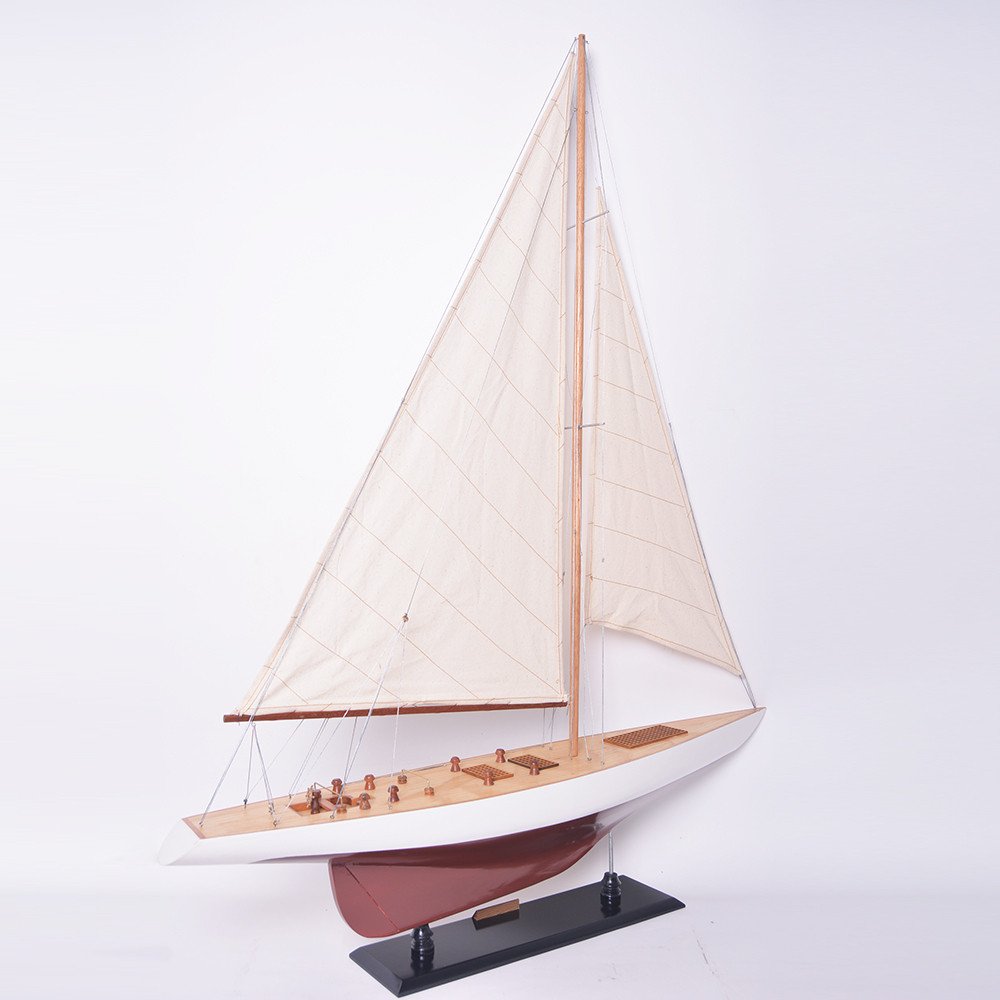 8" Unfinished Wood Hand Painted Model Boat