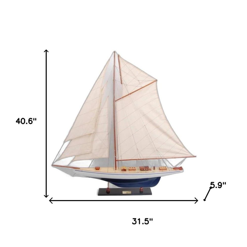 41" Unfinished Wood Hand Painted Model Boat