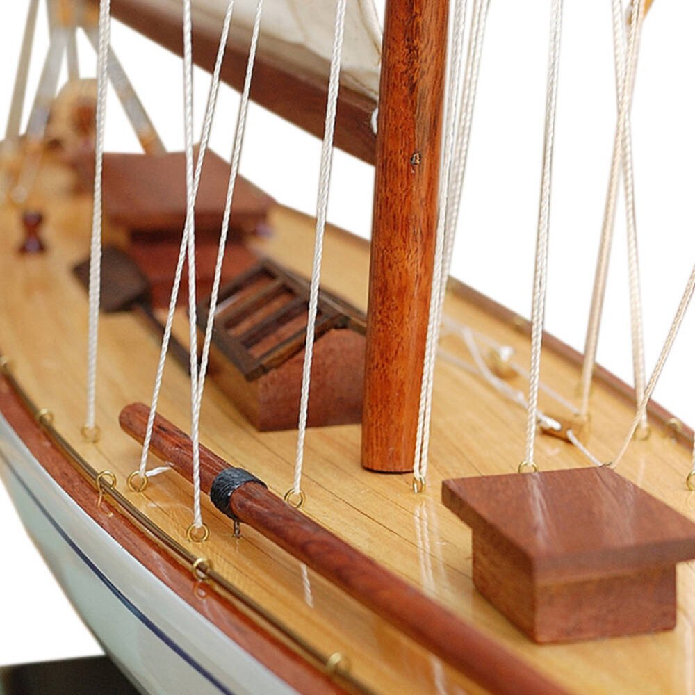 39" Unfinished Wood Hand Painted Model Boat