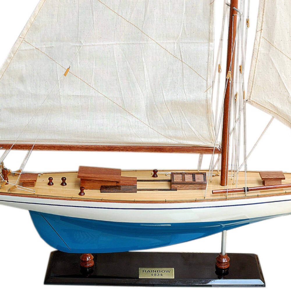 39" Unfinished Wood Hand Painted Model Boat