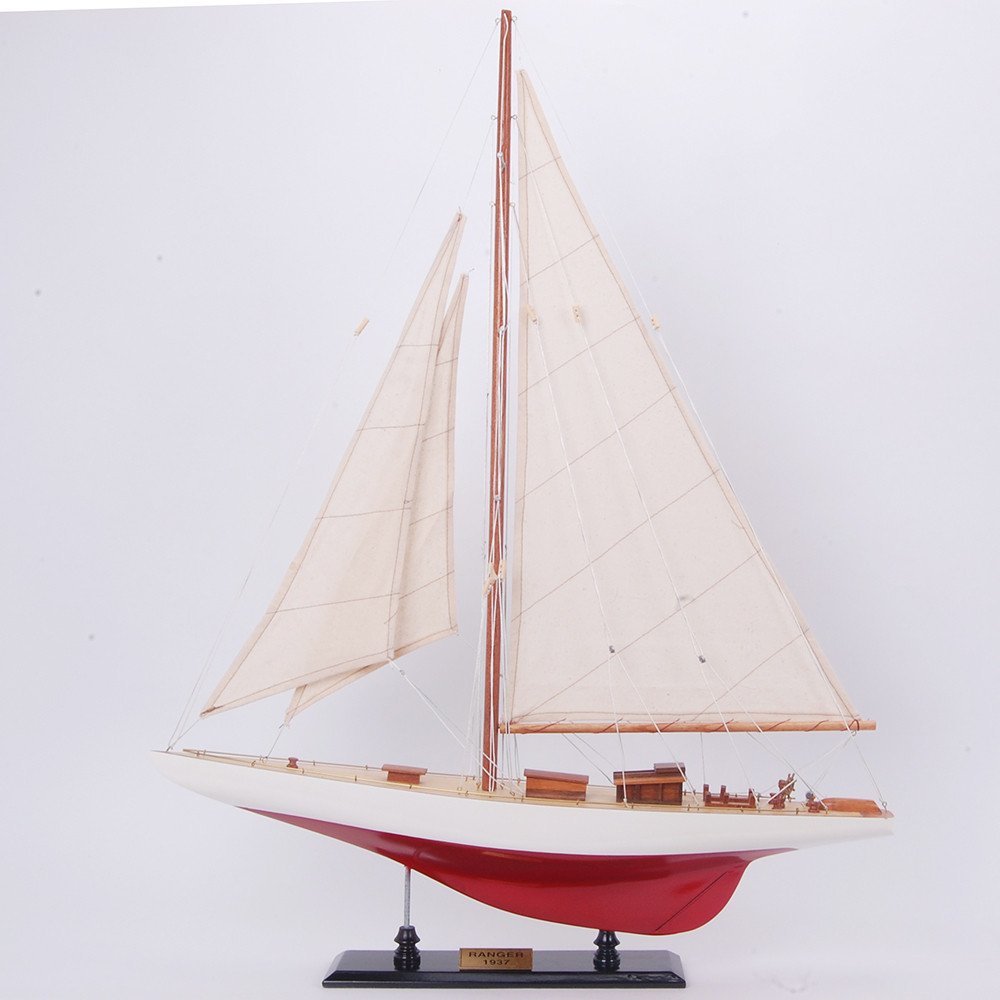 37" Unfinished Wood Hand Painted Model Boat