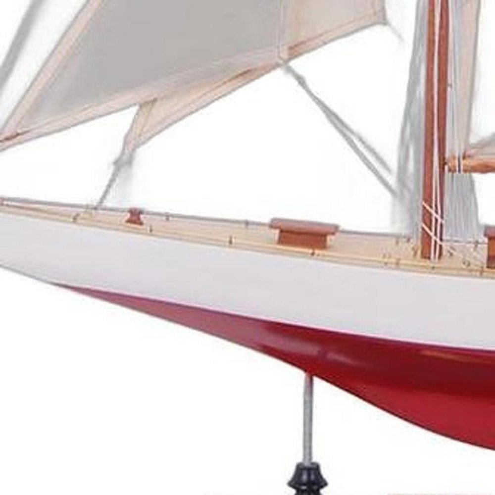 37" Unfinished Wood Hand Painted Model Boat