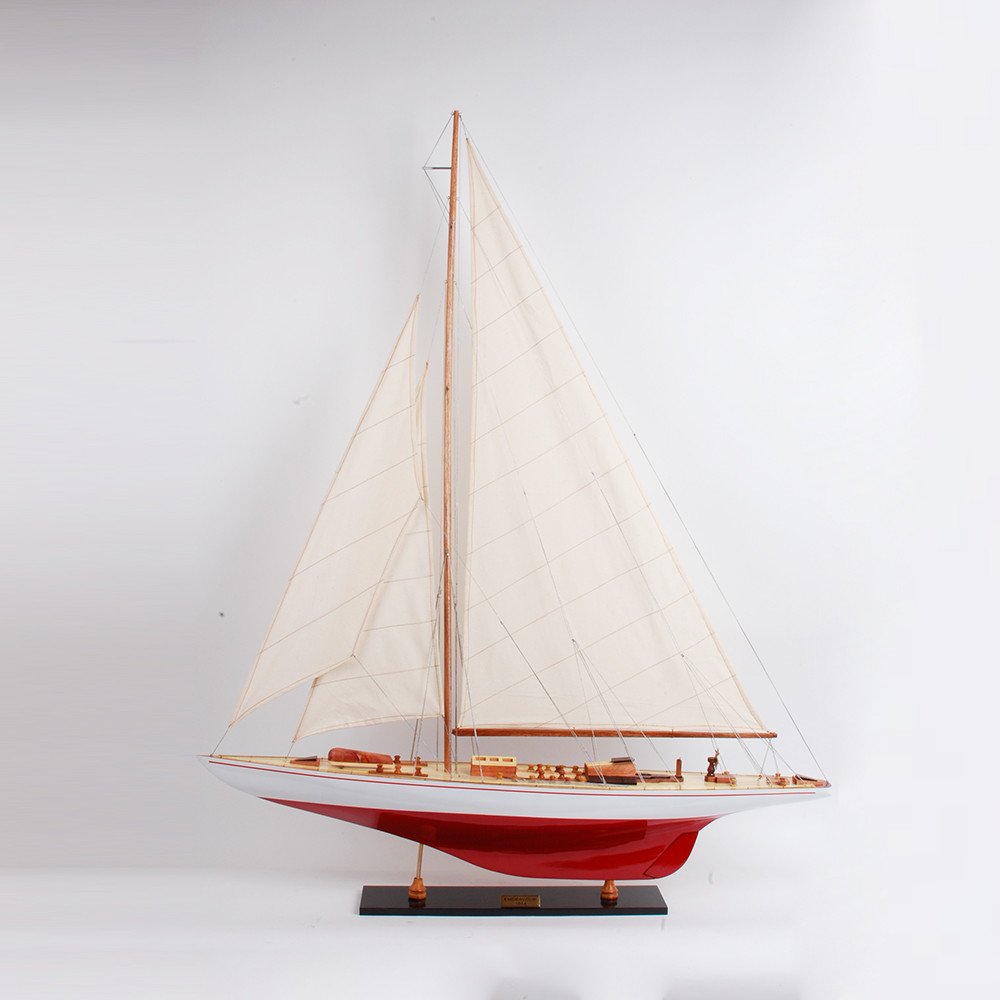 39" Unfinished Wood Hand Painted Model Boat