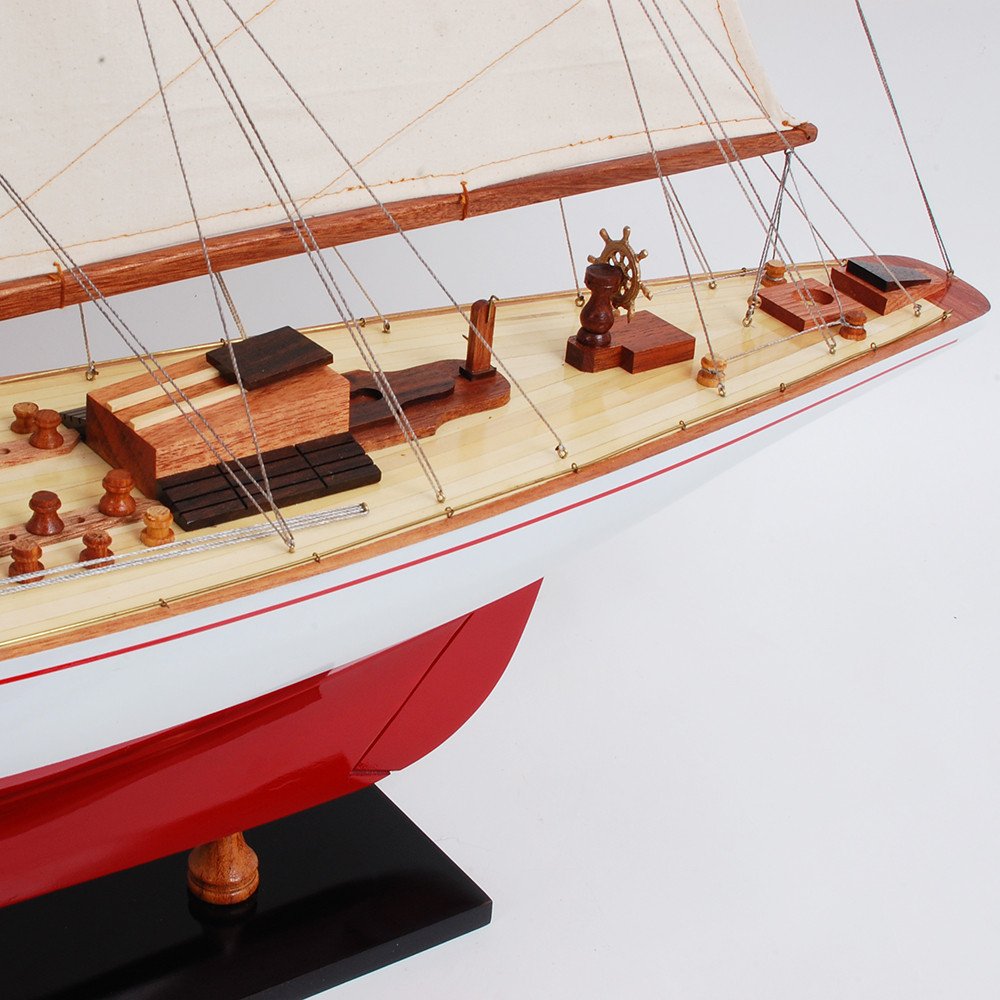 39" Unfinished Wood Hand Painted Model Boat