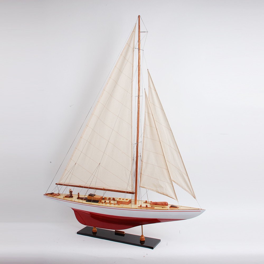 39" Unfinished Wood Hand Painted Model Boat