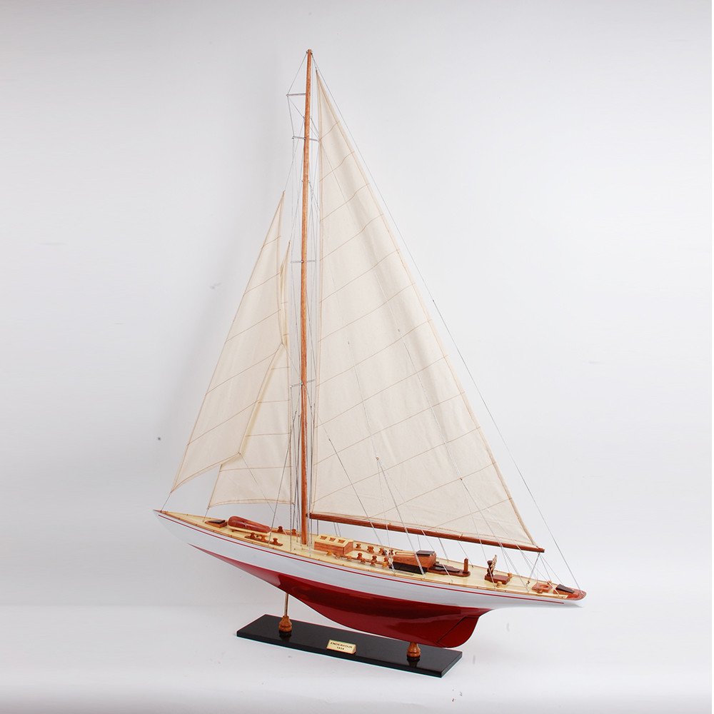 39" Unfinished Wood Hand Painted Model Boat