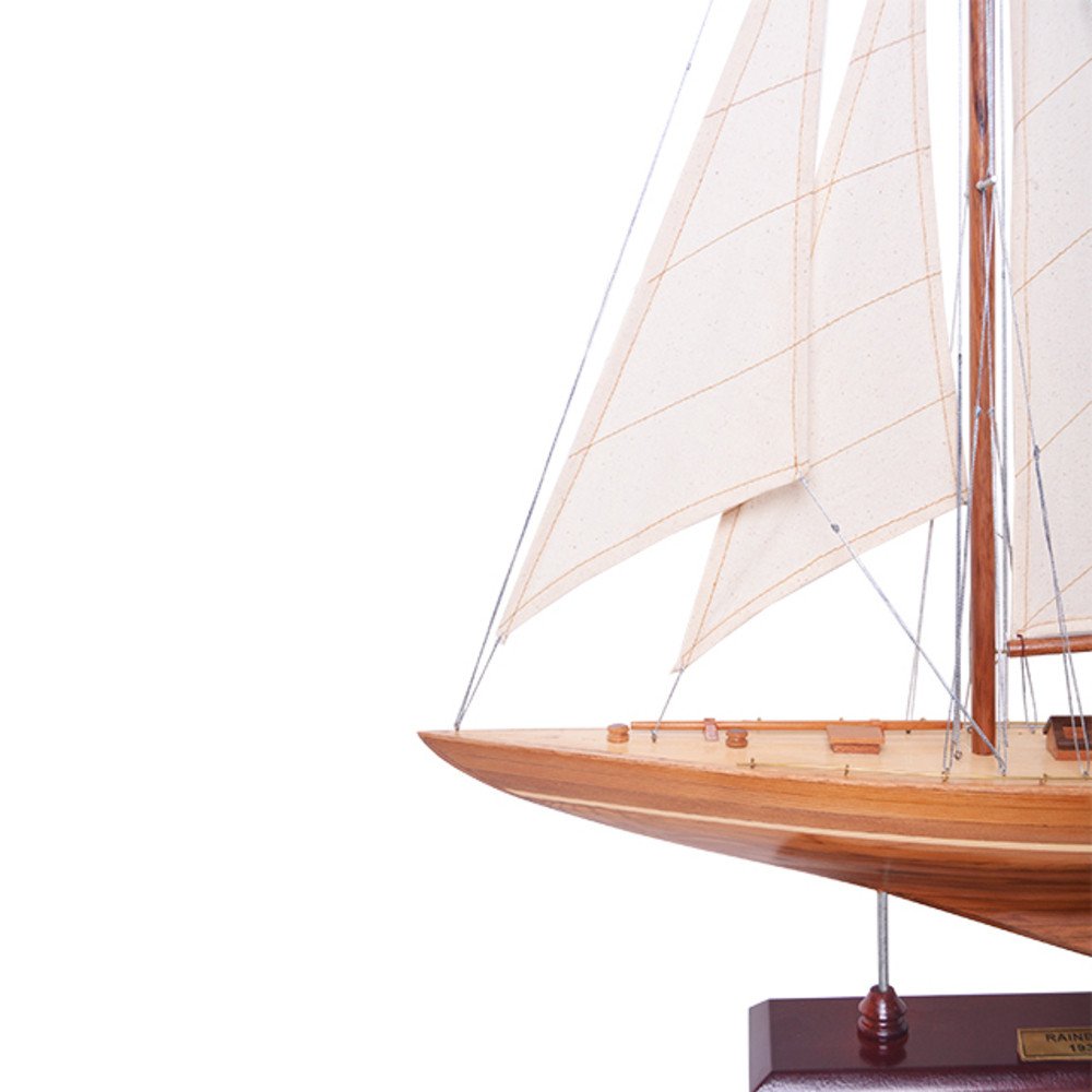 39" Unfinished Wood Hand Painted Model Boat