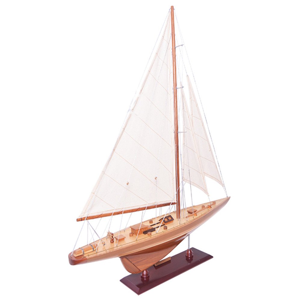 39" Unfinished Wood Hand Painted Model Boat