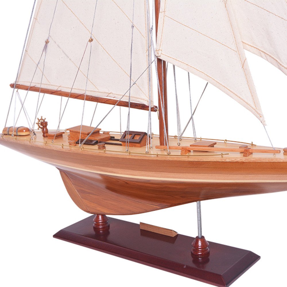 39" Unfinished Wood Hand Painted Model Boat