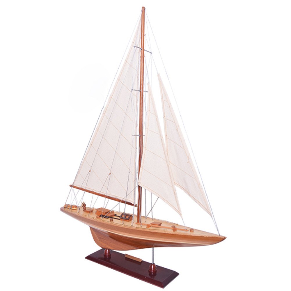 39" Unfinished Wood Hand Painted Model Boat