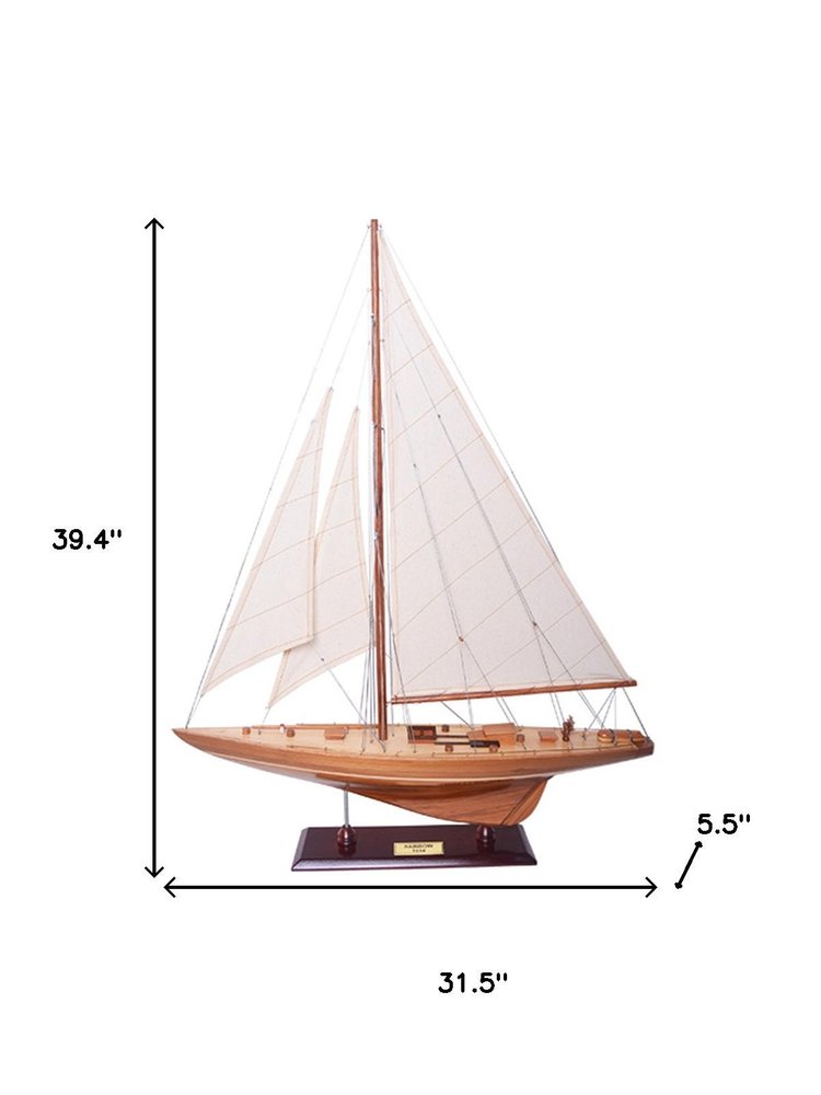 39" Unfinished Wood Hand Painted Model Boat