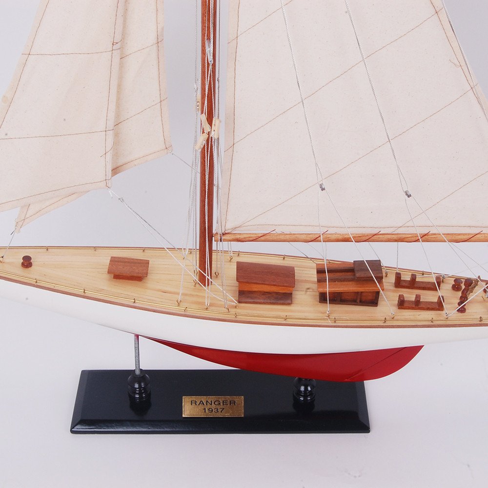 31" Unfinished Wood Hand Painted Model Boat