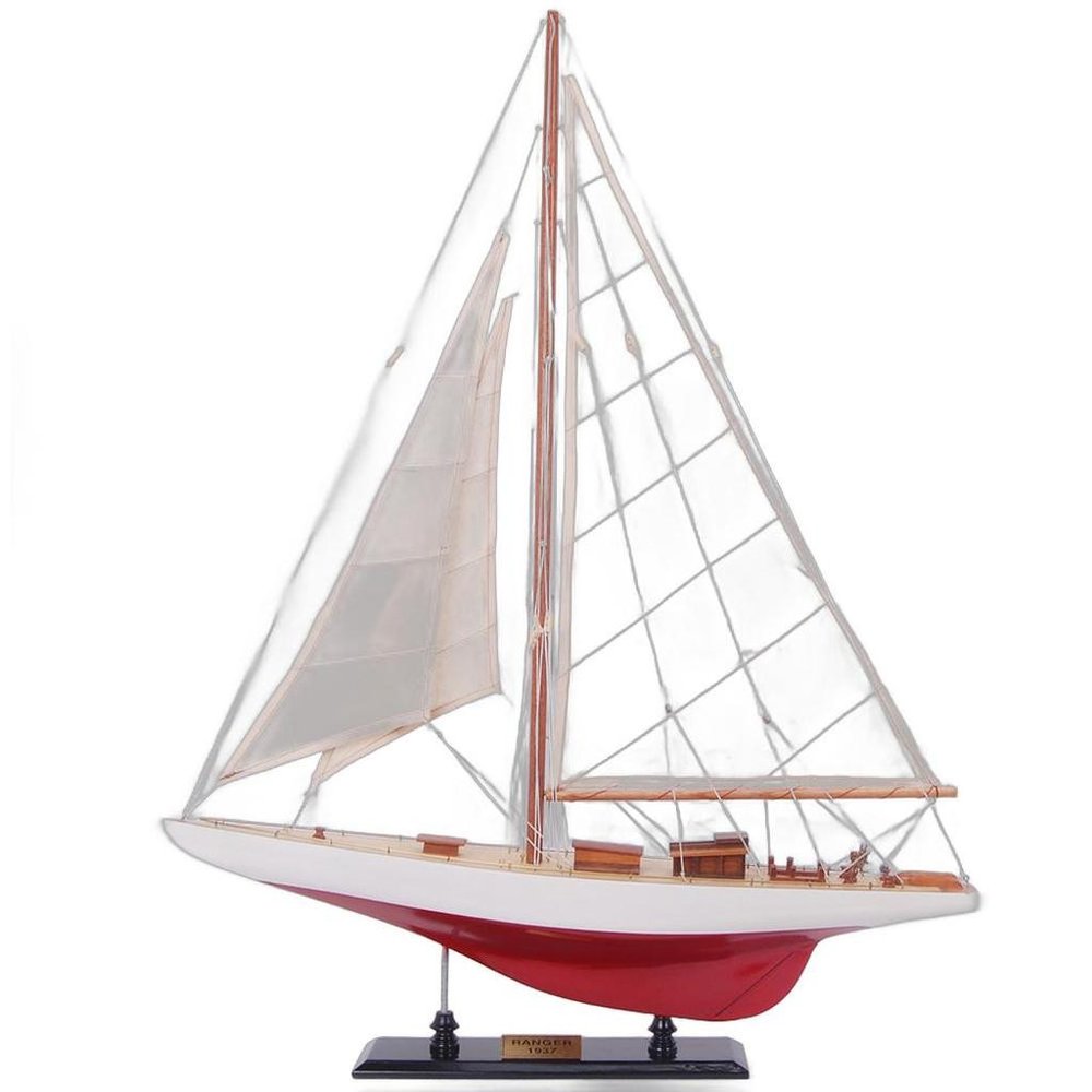 31" Unfinished Wood Hand Painted Model Boat