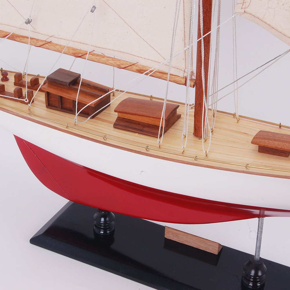 31" Unfinished Wood Hand Painted Model Boat