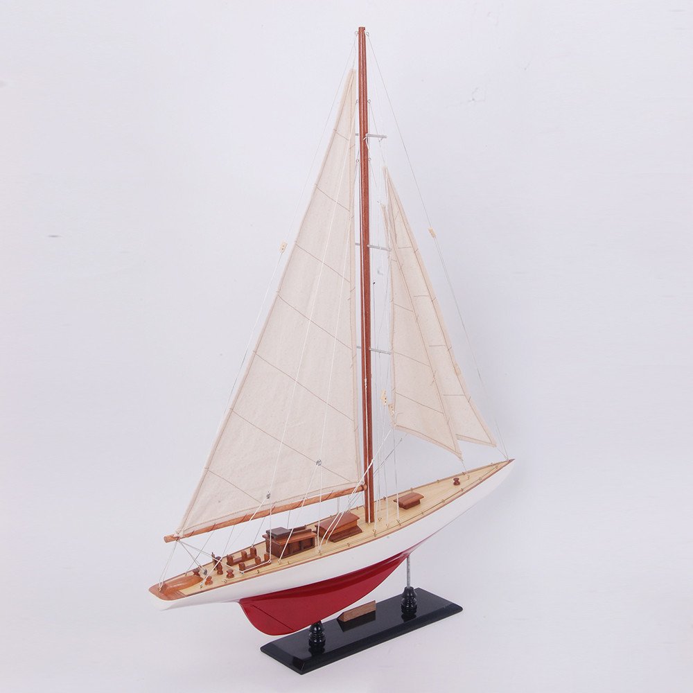 31" Unfinished Wood Hand Painted Model Boat