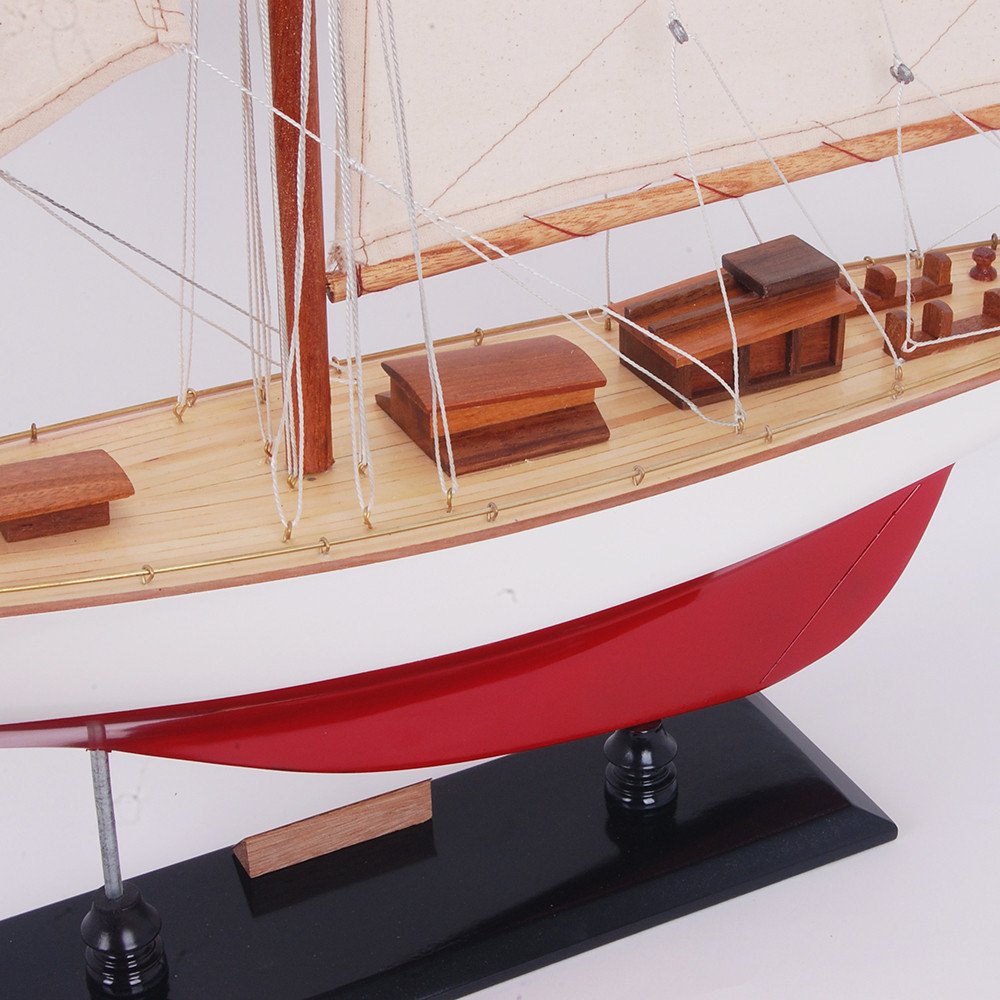 31" Unfinished Wood Hand Painted Model Boat