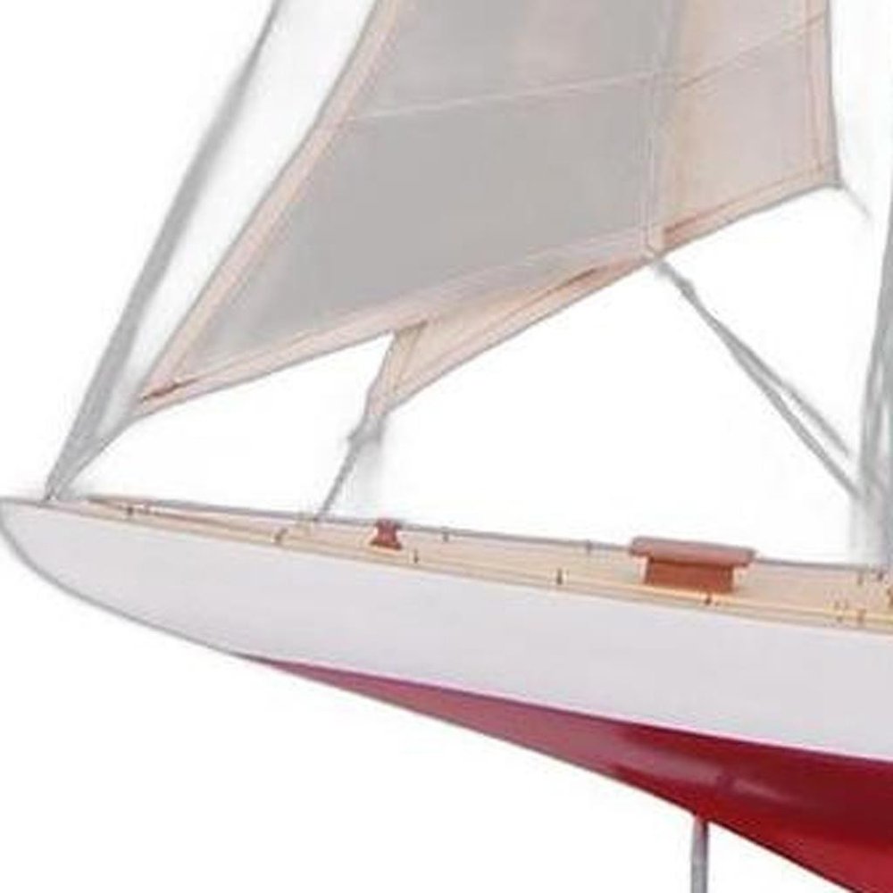 31" Unfinished Wood Hand Painted Model Boat