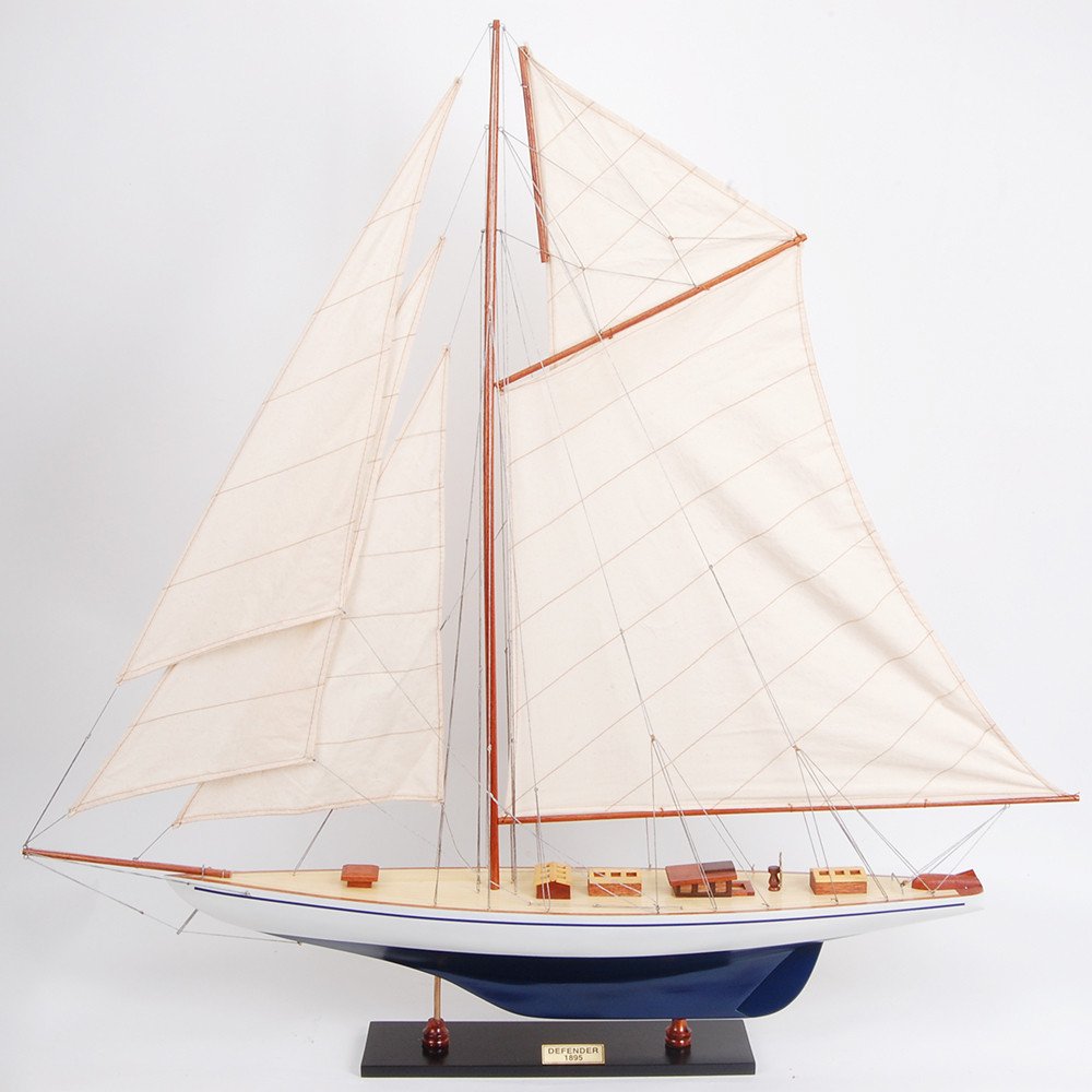 30" Unfinished Wood Hand Painted Model Boat