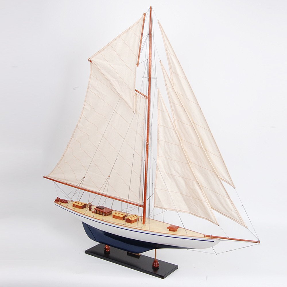 30" Unfinished Wood Hand Painted Model Boat